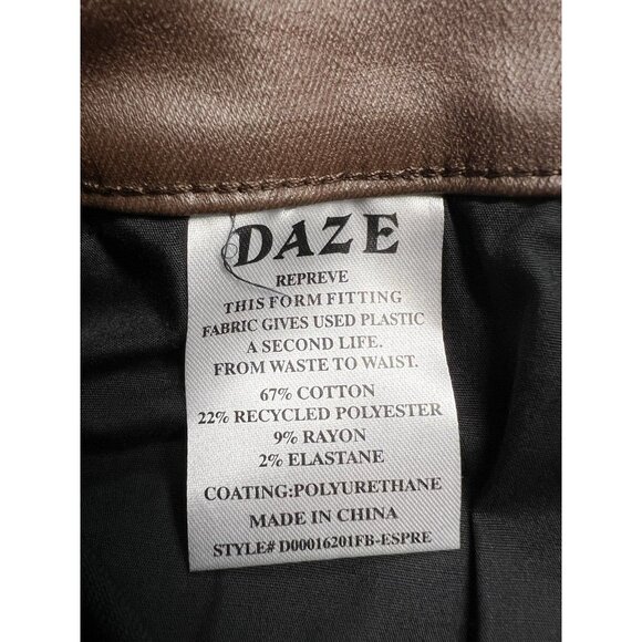 Daze Womens Sundaze Leather Look Pants~Size 32~Coated Espresso Jeans~NWT L13 15 - Picture 11 of 12